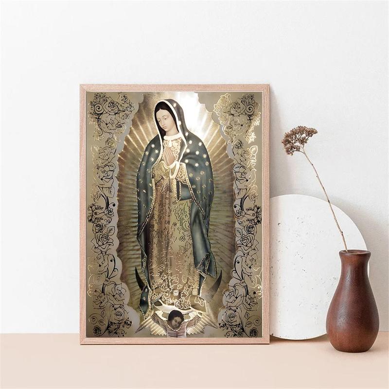 Virgin Mary Pattern Unframed Painting, Canvas Wall Art, Decorative Painting for Home Living Room Bedroom