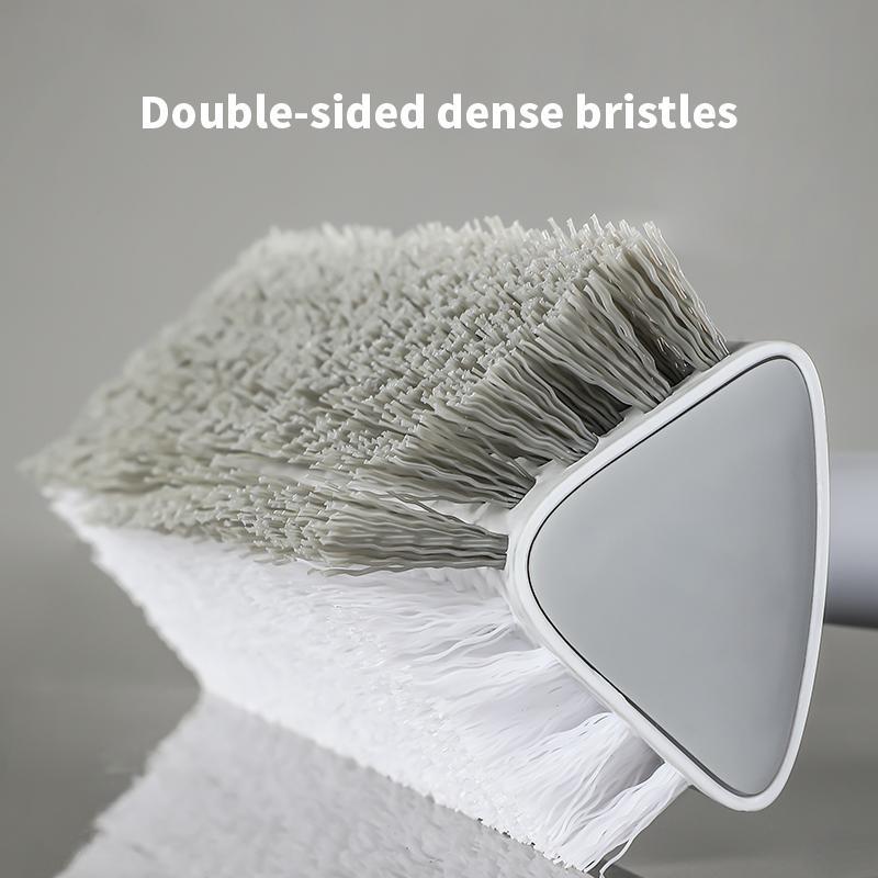 Double-sided V-shaped Bristle Floor Cleaning Brush, 1 Count Extended Handle Floor Scrub Brush, Cleaning Tool for Bathroom, Carpet, Wall, Gap, Low Place