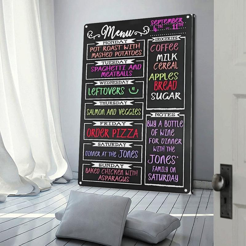 Chalkboard Style Menu Board Aluminum Sign for Home Kitchen Snack Bars, Supermarkets, Shopping Centers, Fast Food Restaurants