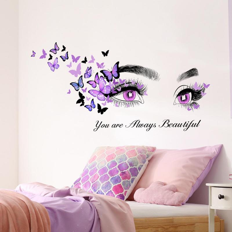 Butterfly Eye Pattern Wall Sticker, Self Adhesive Wall Decal, Decorative Sticker for Home Living Room Bedroom