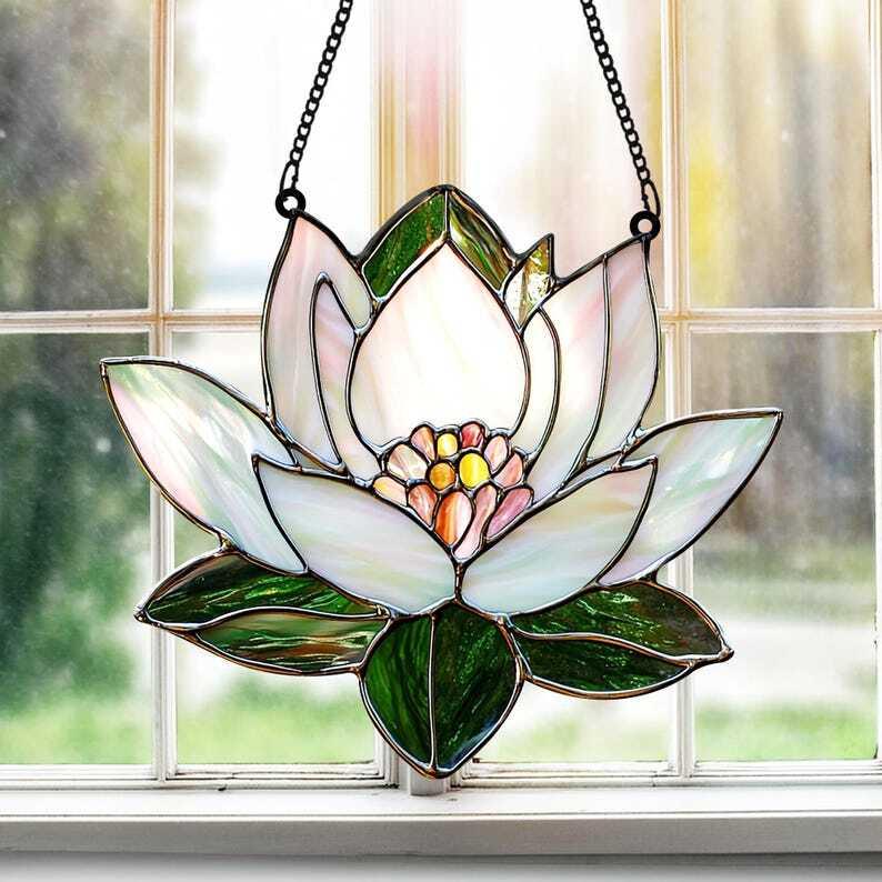 Lotus Acrylic Window Hangings Lotus Lovers Gift, Lotus Suncatcher Home Decor, Gift for Her, Birthday Gift Lotus Wall Art