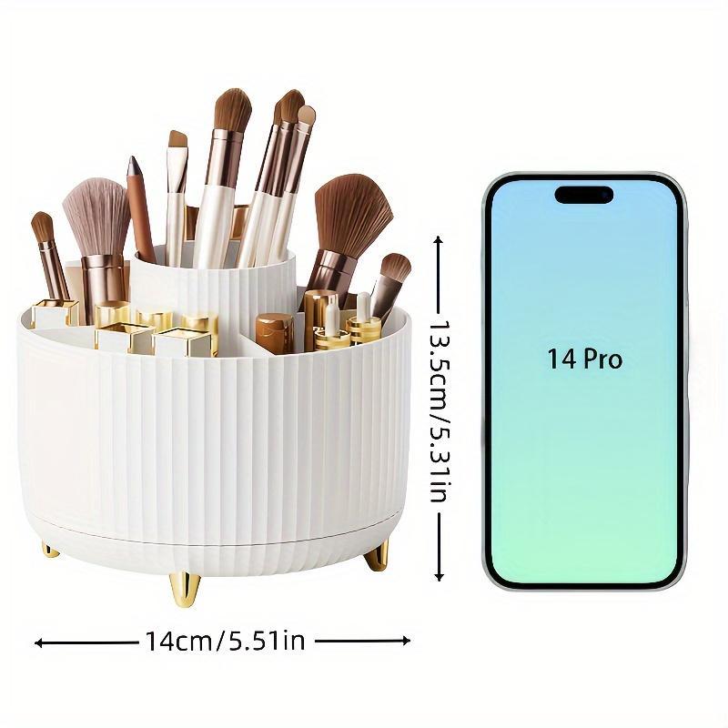 360 Degree Rotatable Makeup Brush Storage Box, 1 Count Multipurpose Makeup Brush Holder, Durable Makeup Organizer for Bedroom Bathroom