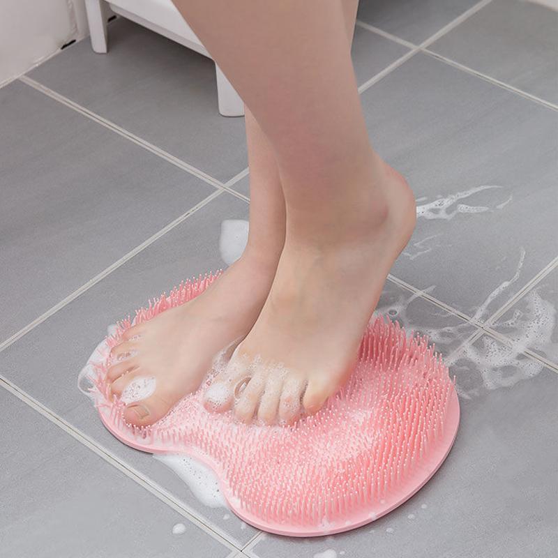 Non-slip Silicone Foot Mat, 1 Count Shower Foot Massage Brush with Suction Cup, Bathroom Gadgets