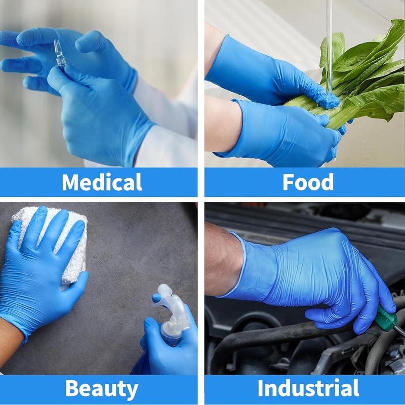 GP Blue Vinyl Disposable Gloves - Latex-Free & Powder-Free Cleaning Food Household Smooth Comfortable Box