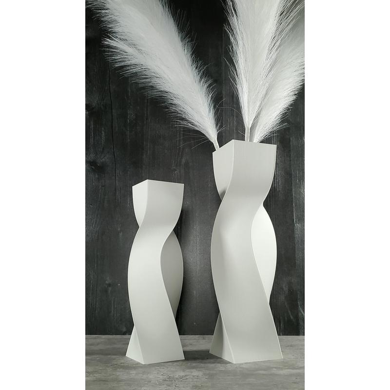 Tall Geometric Matte White Vase or Centerpiece | Modern Home Decor | Flower Vase | Gift