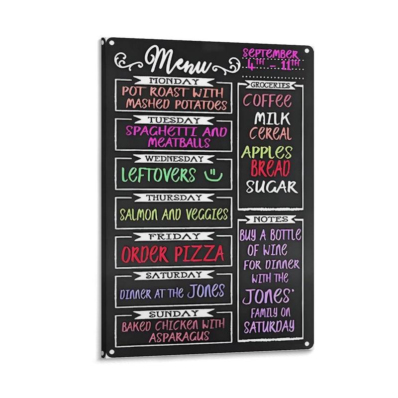 Chalkboard Style Menu Board Aluminum Sign for Home Kitchen Snack Bars, Supermarkets, Shopping Centers, Fast Food Restaurants