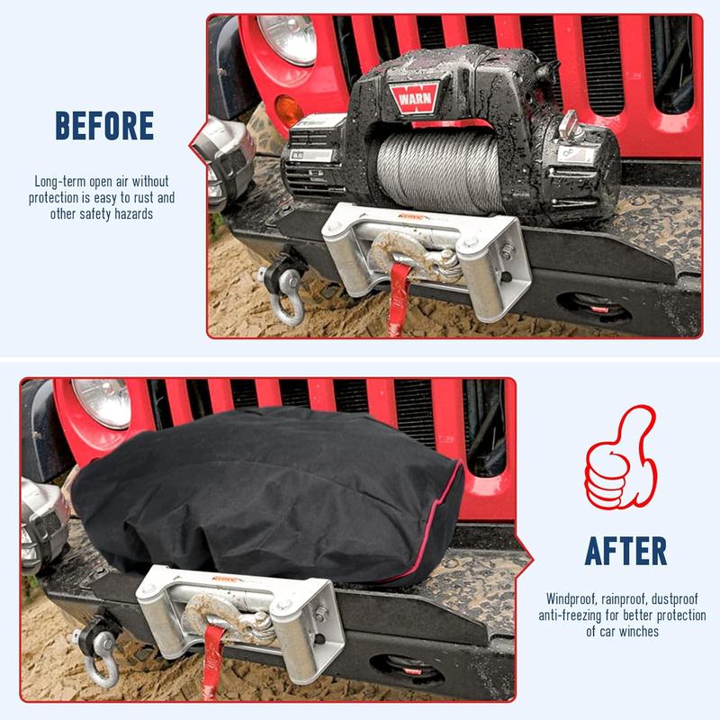 Winch Cover, Heavy Duty Waterproof and  Winch Protector for  8000-12000 Lbs Electric Winches, Indoor Outdoor (22.4