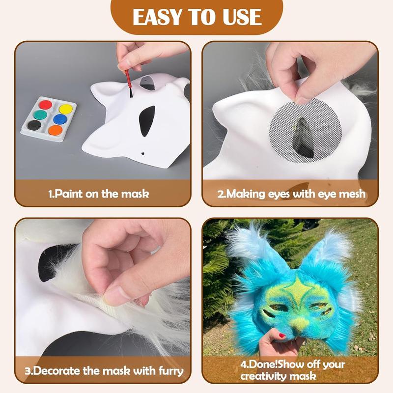 Therian Mask Kit with Eye Mesh and  - DIY  Mask Therian  Kit,Paintable art  Mask