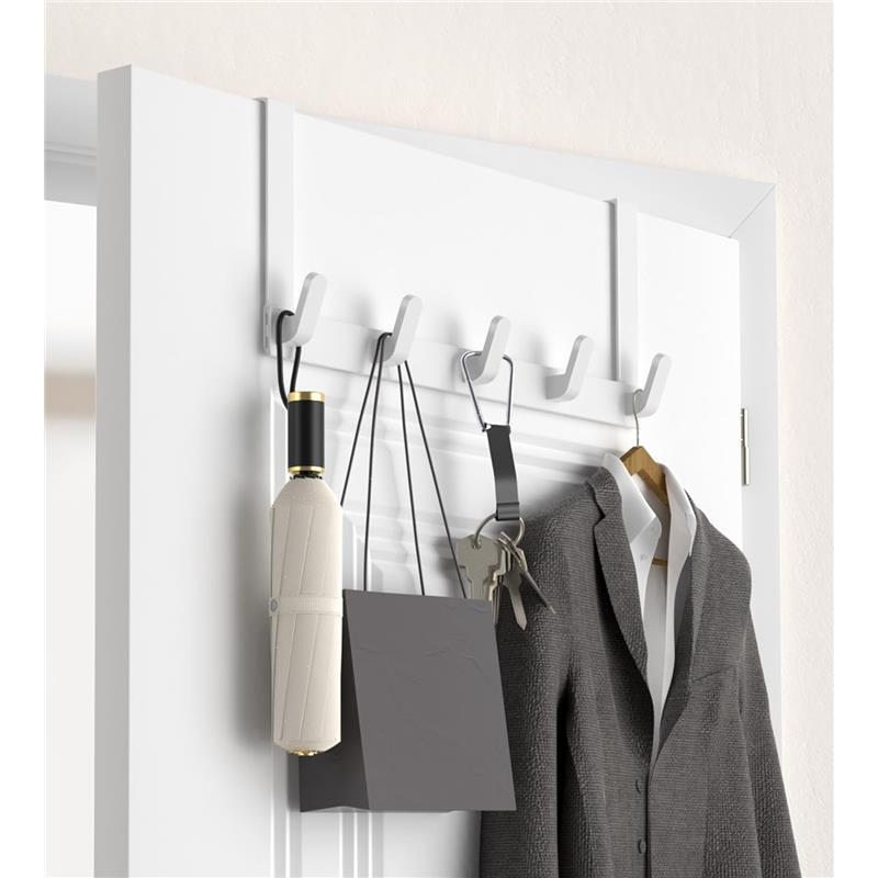 Over The Door Hooks Hanger with Extended Arms for Easy Use by Women - Bathroom Accessories and Towel Rack Organization - 1 Pack Organiser Set