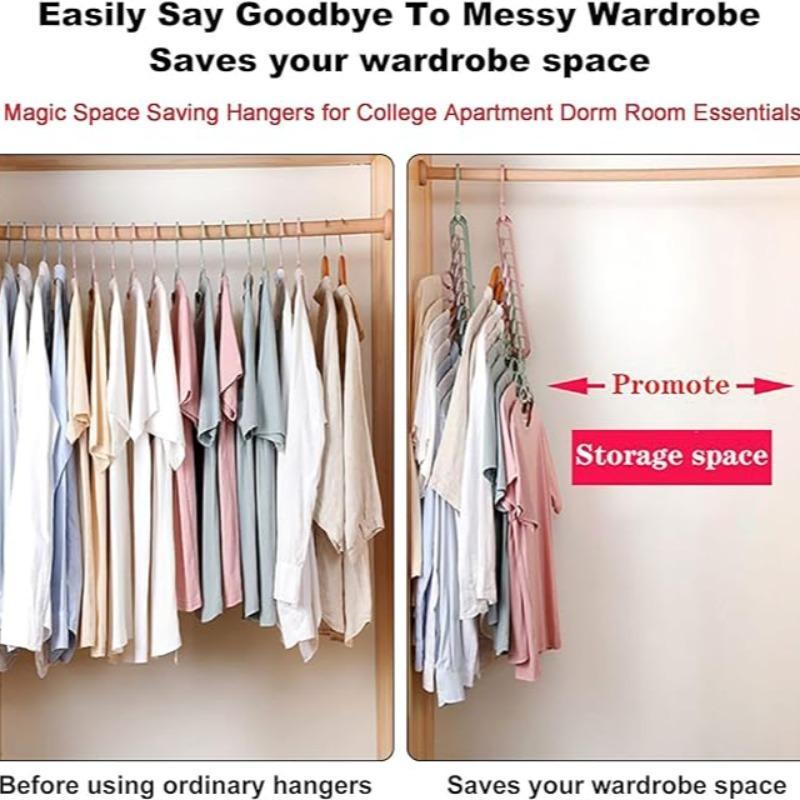 9 Holes Clothes Hanger, 10pcs Multifunctional Space Saving Clothes Hanger, Home Organizer for Bedroom Wardrobe Closet