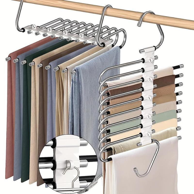 S-shaped Pants Hanger, 1 Count Space Saving 5 9 Layers Clothes Holder, Wardrobe Storage Hanger for Jeans Tights Trousers