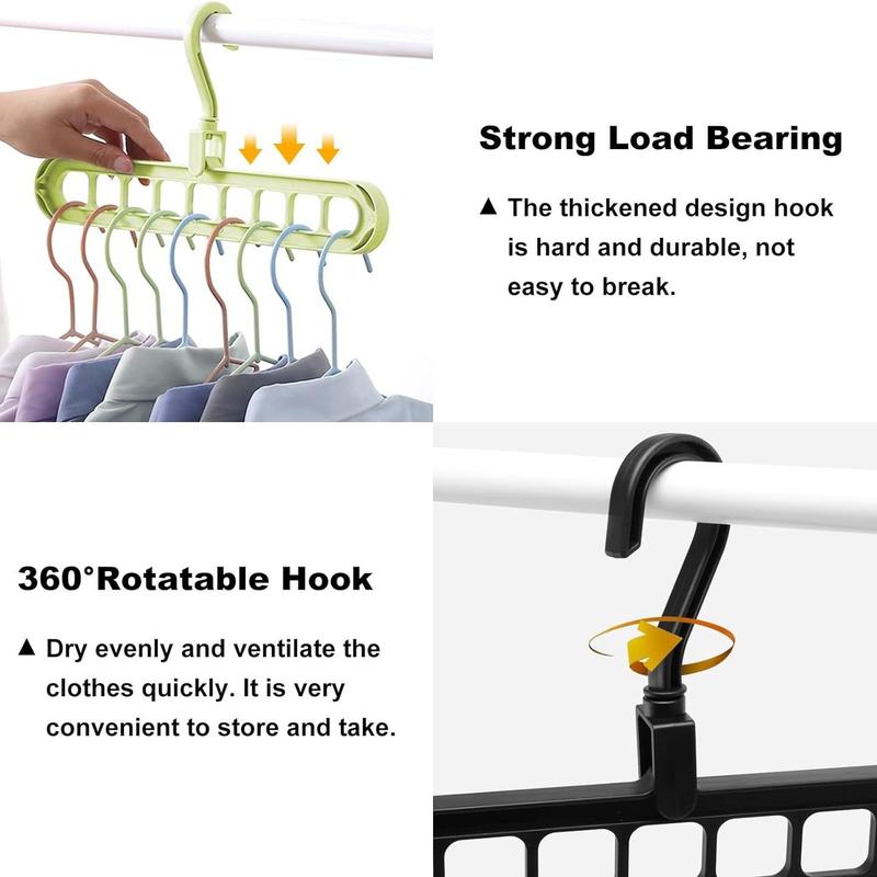 Multifunctional Wall Mounted Clothes Hanger, 6counts set Space Saving Clothes Hanger with 9 Holes, Clothes Organizer for Wardrobe, Home Organizer for Dresses, Jackets, Scarves, T-shirts