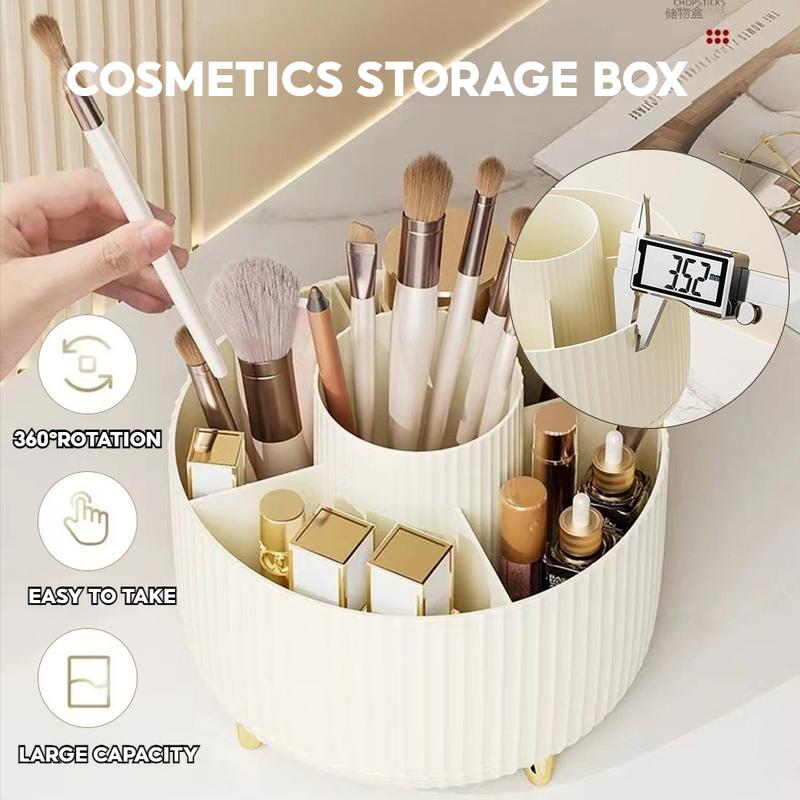 360° Rotating Makeup Brush Holder Organizer - Multicolour 5 Slot Makeup Brushes Cup for Cosmetics, Nail Polish, Art Supplies | Bathroom Vanity & Desktop Organizer (White) Boxes