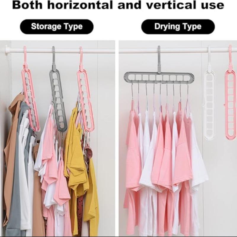 9 Holes Clothes Hanger, 10pcs Multifunctional Space Saving Clothes Hanger, Home Organizer for Bedroom Wardrobe Closet