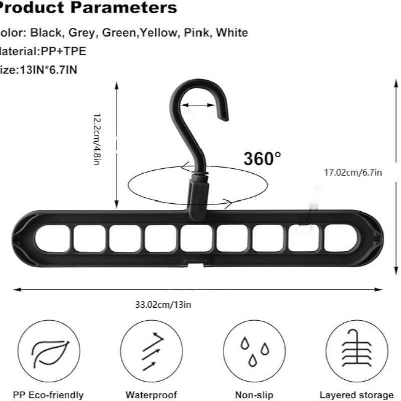 9 Holes Clothes Hanger, 10pcs Multifunctional Space Saving Clothes Hanger, Home Organizer for Bedroom Wardrobe Closet